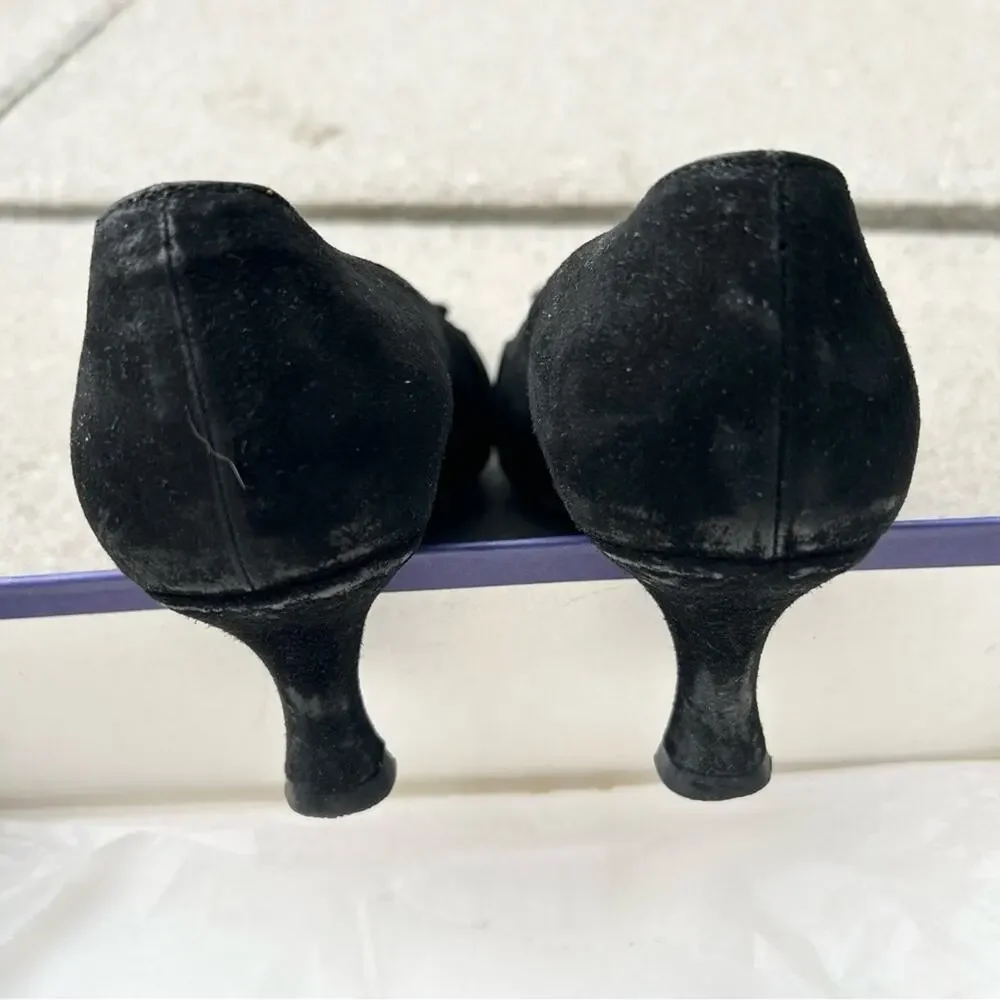Stuart Weitzman Kitten‎ Heel Vintage Y2K 00's Black Suede 7.5